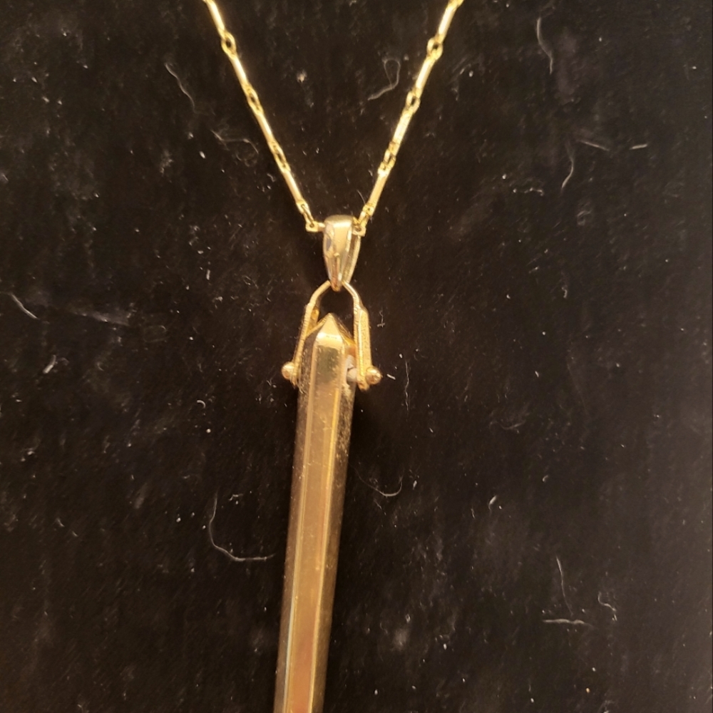 Stella and Dot long gold tone necklace with pendant